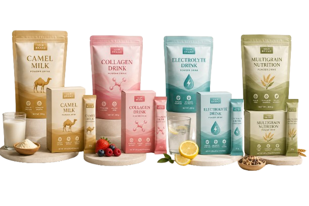 Mockup produk minuman serbuk fungsional